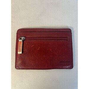 HOBO Euro Slide Card Case  Cardinal Red Leather Wallet ID CC Holder Storage EUC